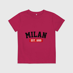 Футболка хлопковая детская FC Milan Est. 1899, цвет: маджента