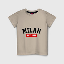 Футболка хлопковая детская FC Milan Est. 1899, цвет: миндальный