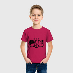 Футболка хлопковая детская Muay thai boxing, цвет: маджента — фото 2