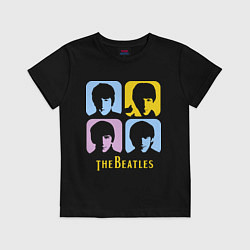 Футболка хлопковая детская The Beatles: pop-art, цвет: черный