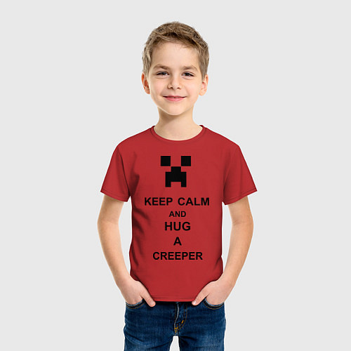 Детская футболка Keep Calm & Hug A Creeper / Красный – фото 3