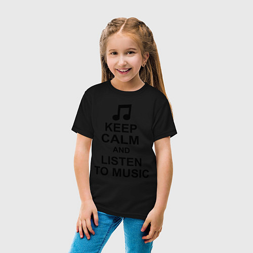 Детская футболка Keep Calm & Listen To Music / Черный – фото 4