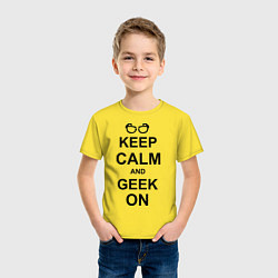 Футболка хлопковая детская Кeep calm and geek on, цвет: желтый — фото 2