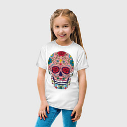 Футболка хлопковая детская Oldschool skull, цвет: белый — фото 2