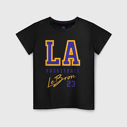 Футболка хлопковая детская Lebron 23: Los Angeles, цвет: черный