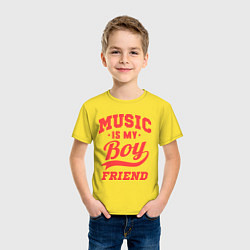 Футболка хлопковая детская Music is my boyfriend, цвет: желтый — фото 2