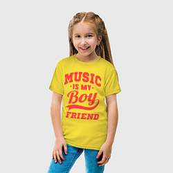 Футболка хлопковая детская Music is my boyfriend, цвет: желтый — фото 2
