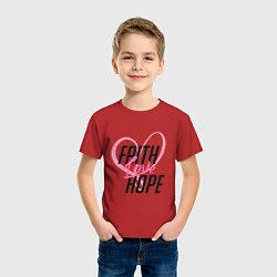 Футболка хлопковая детская Faith Love Hope, цвет: красный — фото 2