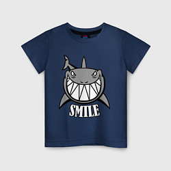 Футболка хлопковая детская Shark Smile, цвет: тёмно-синий
