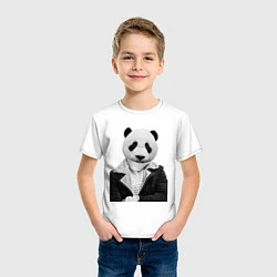 Футболка хлопковая детская Панда в свитере, цвет: белый — фото 2