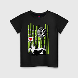 Футболка хлопковая детская Disco love panda, цвет: черный