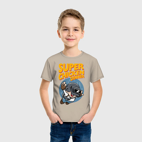 Детская футболка Super chiken dinner / Миндальный – фото 3