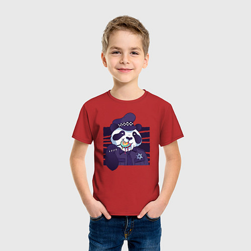 Детская футболка Панда Полицейский / Красный – фото 3