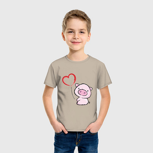 Детская футболка Pig Love / Миндальный – фото 3