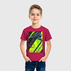 Футболка хлопковая детская Чужой alien, цвет: маджента — фото 2