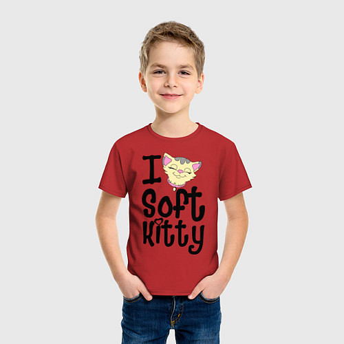 Детская футболка I soft kitty / Красный – фото 3
