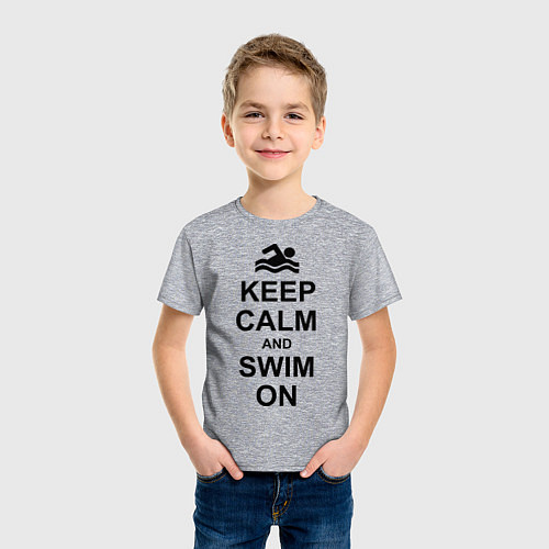 Детская футболка Keep Calm & Swim On / Меланж – фото 3