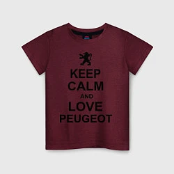 Футболка хлопковая детская Keep Calm & Love Peugeot, цвет: меланж-бордовый