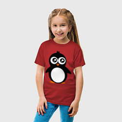 Футболка хлопковая детская Милый пингвин, цвет: красный — фото 2