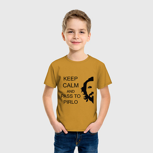 Детская футболка Keep Calm & Pass To Pirlo / Горчичный – фото 3