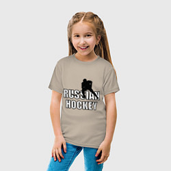 Футболка хлопковая детская Russian hockey, цвет: миндальный — фото 2