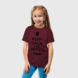 Футболка хлопковая детская Keep Calm & United fan, цвет: меланж-бордовый — фото 2