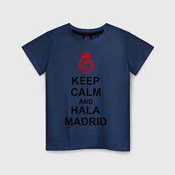Футболка хлопковая детская Keep Calm & Hala Madrid, цвет: тёмно-синий