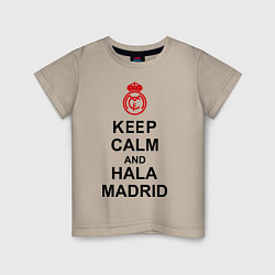 Футболка хлопковая детская Keep Calm & Hala Madrid, цвет: миндальный