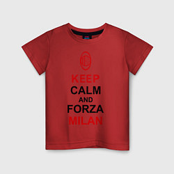 Футболка хлопковая детская Keep Calm & Forza Milan, цвет: красный