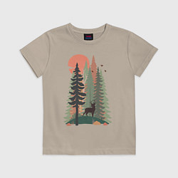 Футболка хлопковая детская Forest Adventure, цвет: миндальный