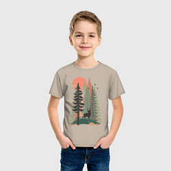 Футболка хлопковая детская Forest Adventure, цвет: миндальный — фото 2