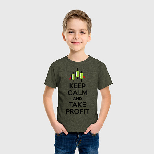 Детская футболка Keep Calm & Take profit / Меланж-хаки – фото 3