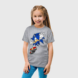 Футболка хлопковая детская Sonic, цвет: меланж — фото 2