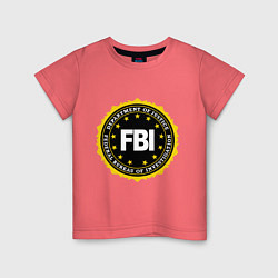 Футболка хлопковая детская FBI Departament, цвет: коралловый