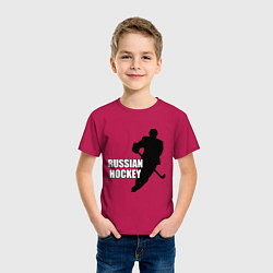 Футболка хлопковая детская Russian Red Hockey, цвет: маджента — фото 2