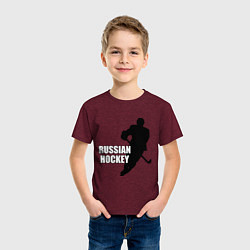 Футболка хлопковая детская Russian Red Hockey, цвет: меланж-бордовый — фото 2