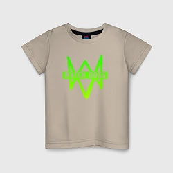 Футболка хлопковая детская Watch Dogs: Green Logo, цвет: миндальный