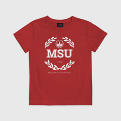 Футболка хлопковая детская MSU, цвет: красный