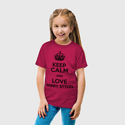 Футболка хлопковая детская Keep Calm & Love Harry Styles, цвет: маджента — фото 2