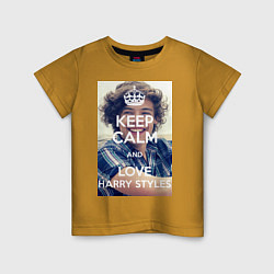 Футболка хлопковая детская Keep Calm & Love Harry Styles, цвет: горчичный