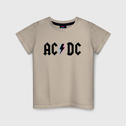 Футболка хлопковая детская AC/DC цвета миндальный — фото 1