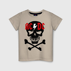 Футболка хлопковая детская AC/DC Skull, цвет: миндальный