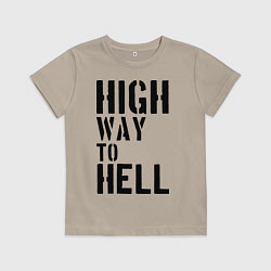 Футболка хлопковая детская High way to hell, цвет: миндальный