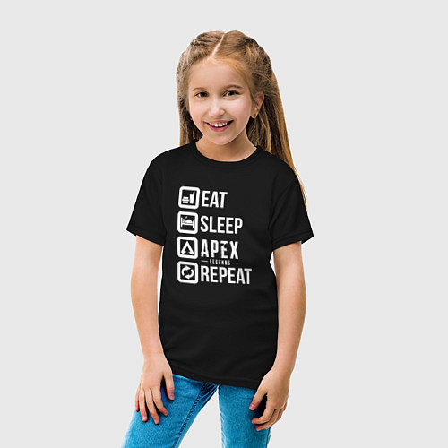 Детская футболка Eat, Sleep, Apex, Repeat / Черный – фото 4