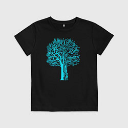 Футболка хлопковая детская Cyberpunk 2077: Blue Tree, цвет: черный