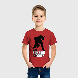 Футболка хлопковая детская Russian Black Hockey, цвет: красный — фото 2