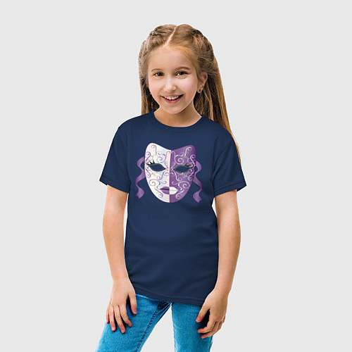 Детская футболка Театральная маска / Тёмно-синий – фото 4