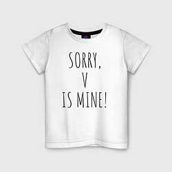 Футболка хлопковая детская SORRY, V IS MINE!, цвет: белый