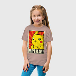 Футболка хлопковая детская Pikachu: Pika Pika, цвет: пыльно-розовый — фото 2