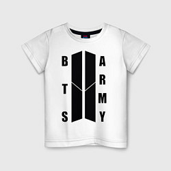 Футболка хлопковая детская BTS ARMY, цвет: белый